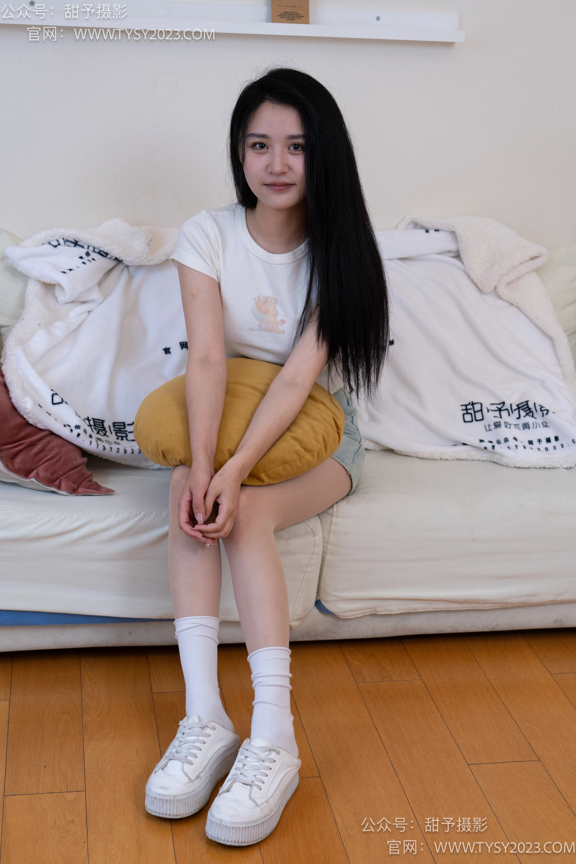 甜予摄影 No.096 澜澜-板鞋、白棉袜、肉丝（脚尖加固款） 0